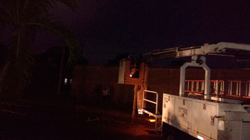 El servicio de energía también se afectó por la fuerte lluvia.