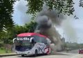 Bus de Brasilia se incendió en carretera del sur del Cesar