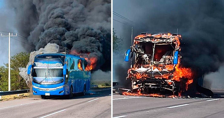 Bus de servicio intermunicipal se incendió por completo en la vía entre Bosconia y Valledupar